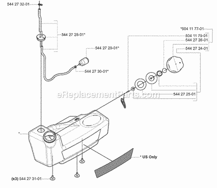 Fuel Tank Diagram and Parts List for 180BT 2008-02 Husqvarna Leaf Blower / Vacuum
