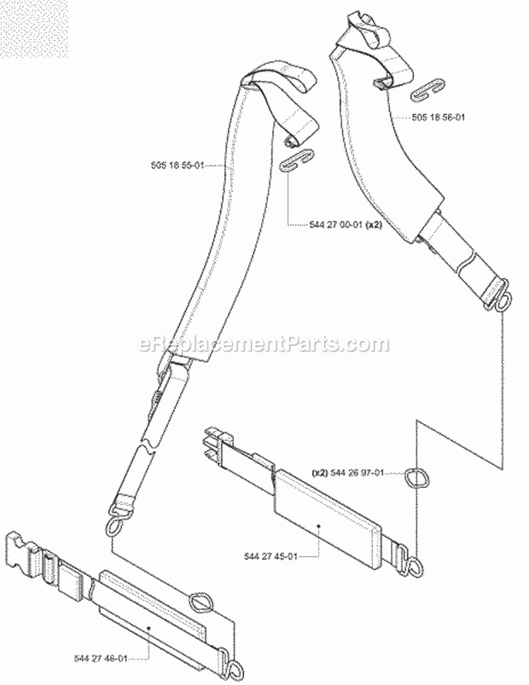 Harness Diagram and Parts List for 180BT 2008-02 Husqvarna Leaf Blower / Vacuum