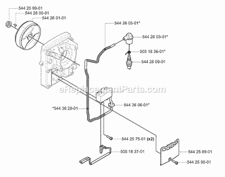 Ignition System Diagram and Parts List for 180BT 2008-02 Husqvarna Leaf Blower / Vacuum