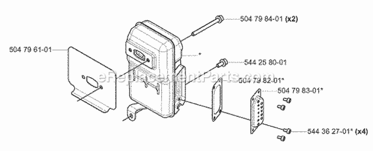 Muffler Diagram and Parts List for 180BT 2008-02 Husqvarna Leaf Blower / Vacuum