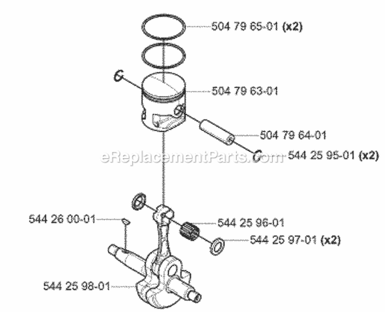 Piston  Crankshaft Diagram and Parts List for 180BT 2008-02 Husqvarna Leaf Blower / Vacuum