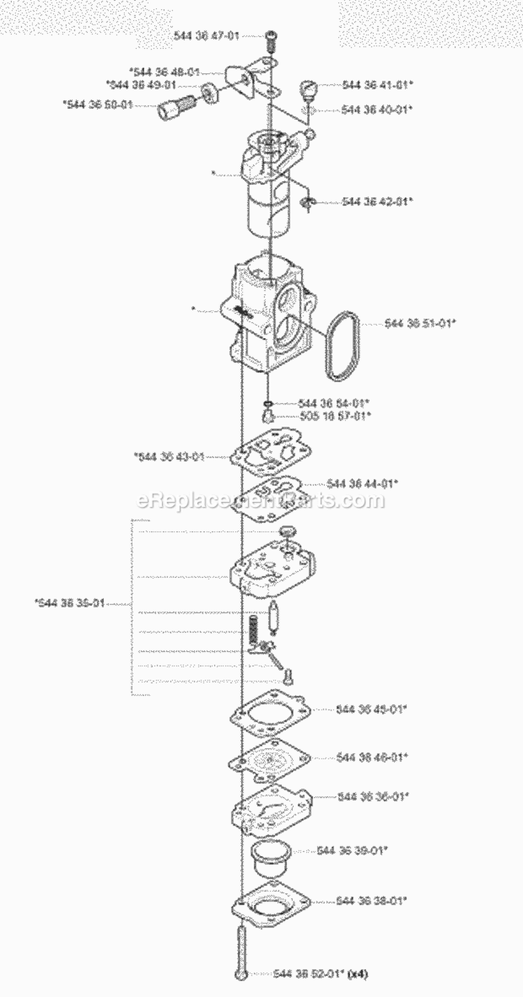 Carburetor Details Diagram and Parts List for 180BT 2008-02 Husqvarna Leaf Blower / Vacuum