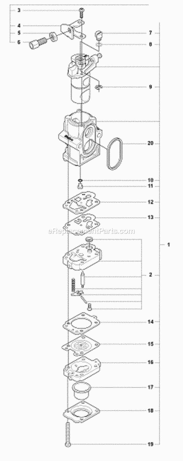 Carburetor Details Diagram and Parts List for 180BT 2008-10 Husqvarna Leaf Blower / Vacuum