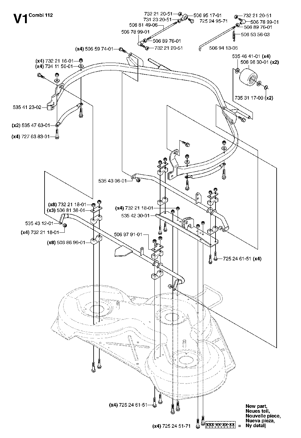 44/112cm Cutting Deck Diagram and Parts List for RIDERPRO18AWD (965095001)(2007-03) Husqvarna Lawn Tractor