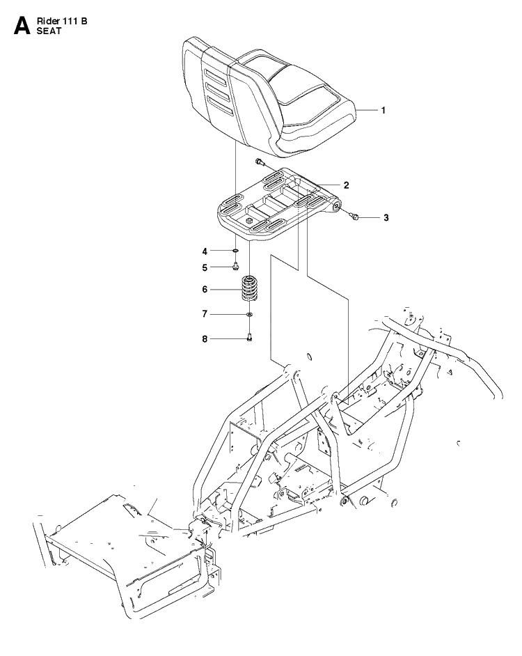 Seat Diagram and Parts List for R111B (965996801)(2011-02) Husqvarna Lawn Mower