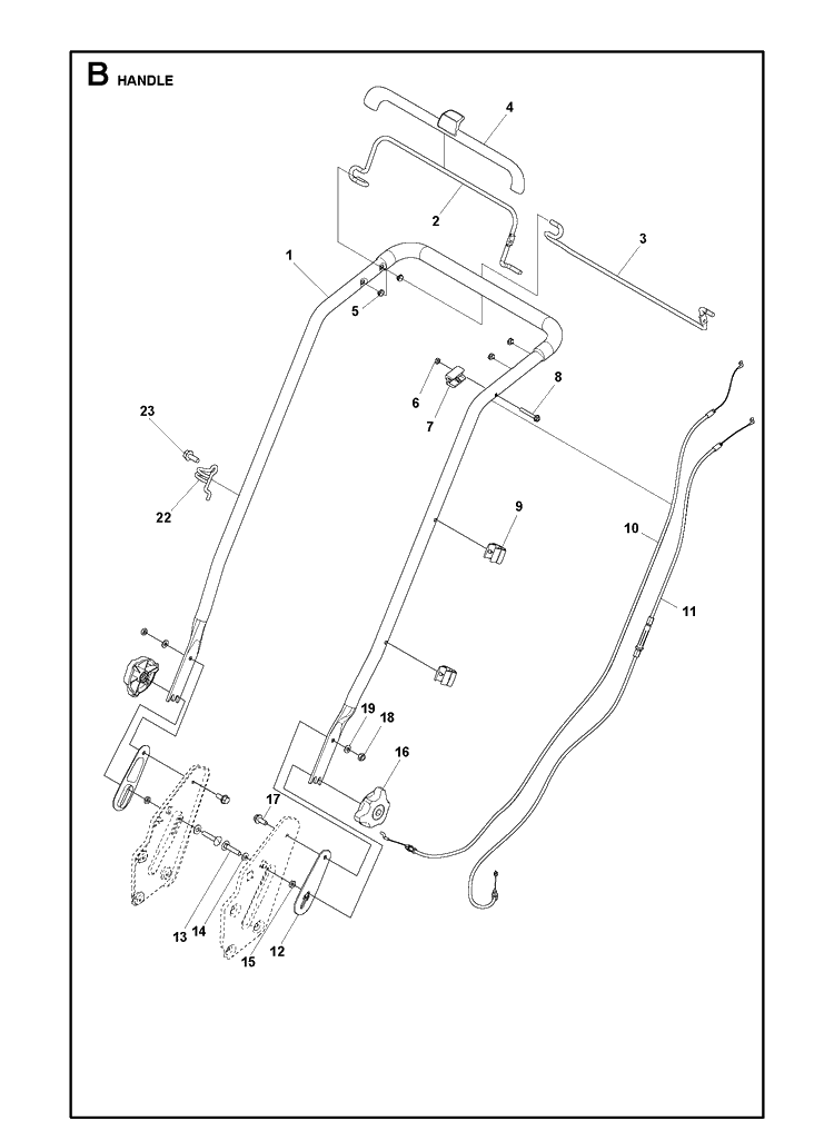 Handle Diagram and Parts List for LC253S  Husqvarna Lawn Mower