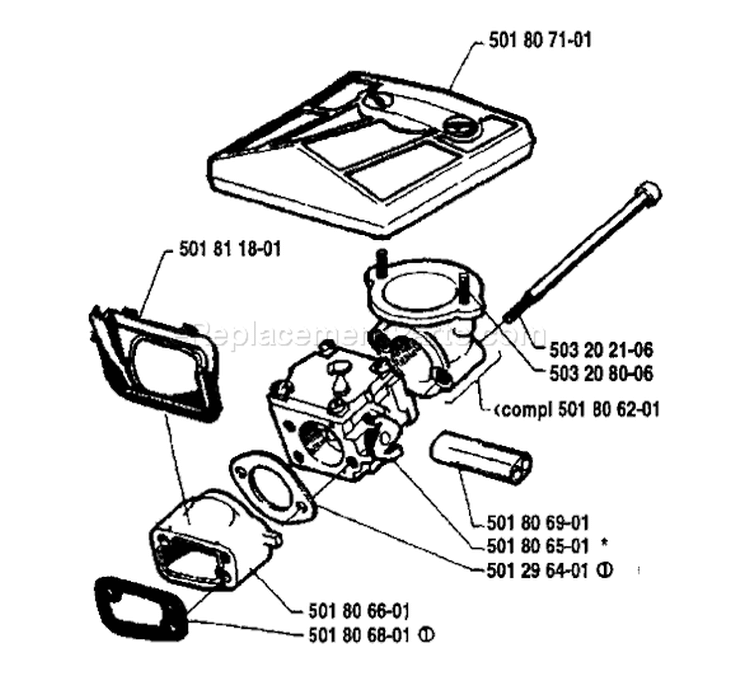 Page A Diagram and Parts List for 181 1982-05 Husqvarna Chainsaw