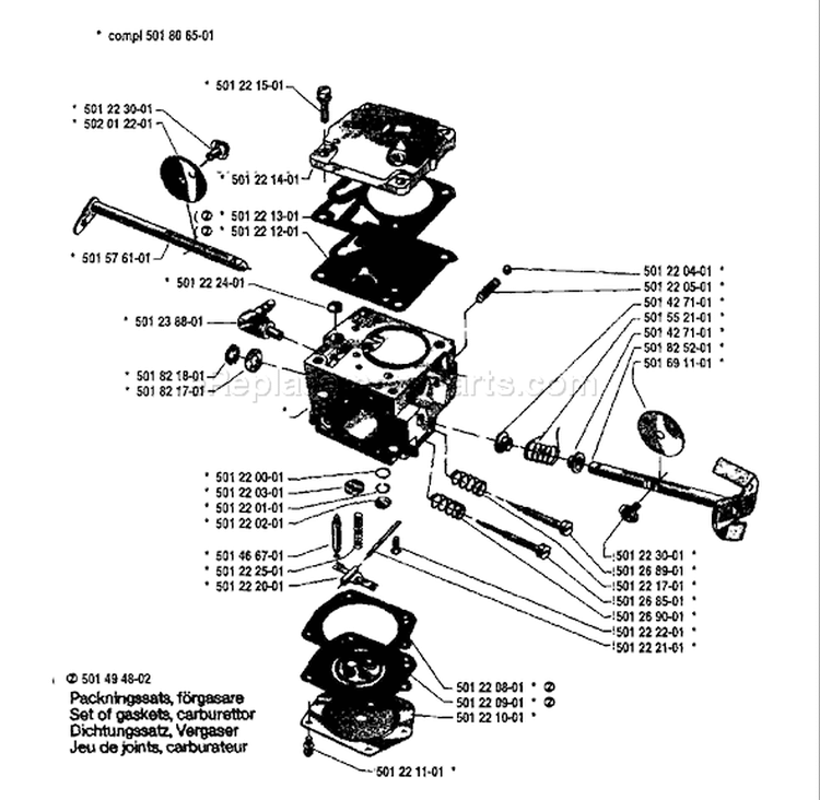 Page B Diagram and Parts List for 181 1982-05 Husqvarna Chainsaw