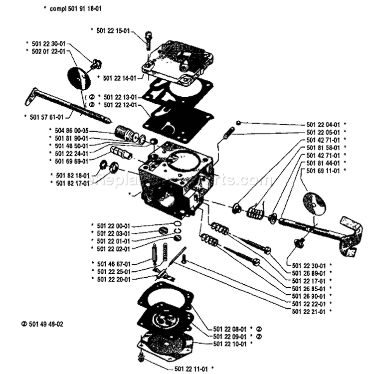 Page B Diagram and Parts List for 181 1983-12 Husqvarna Chainsaw