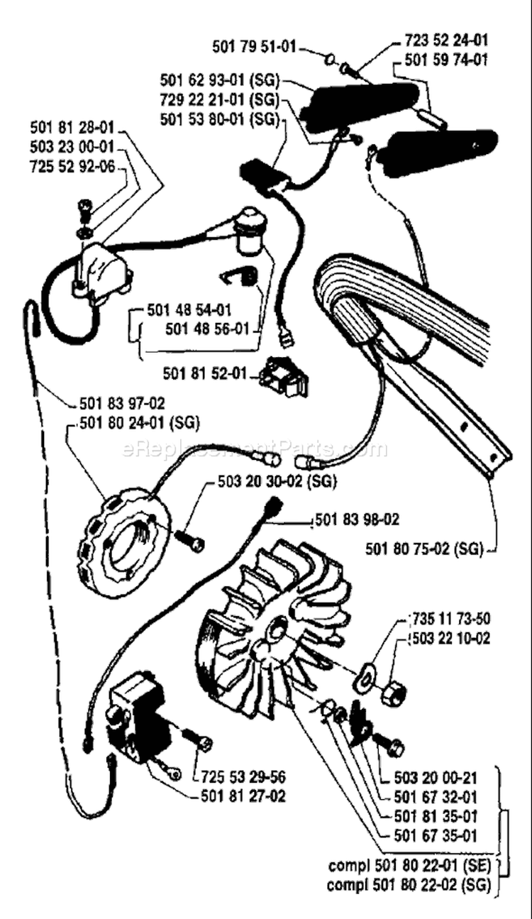 Page F Diagram and Parts List for 181 1983-12 Husqvarna Chainsaw
