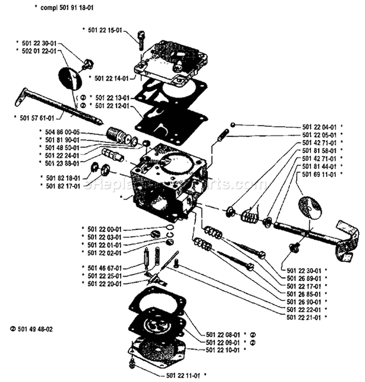 Page B Diagram and Parts List for 181 1984-02 Husqvarna Chainsaw
