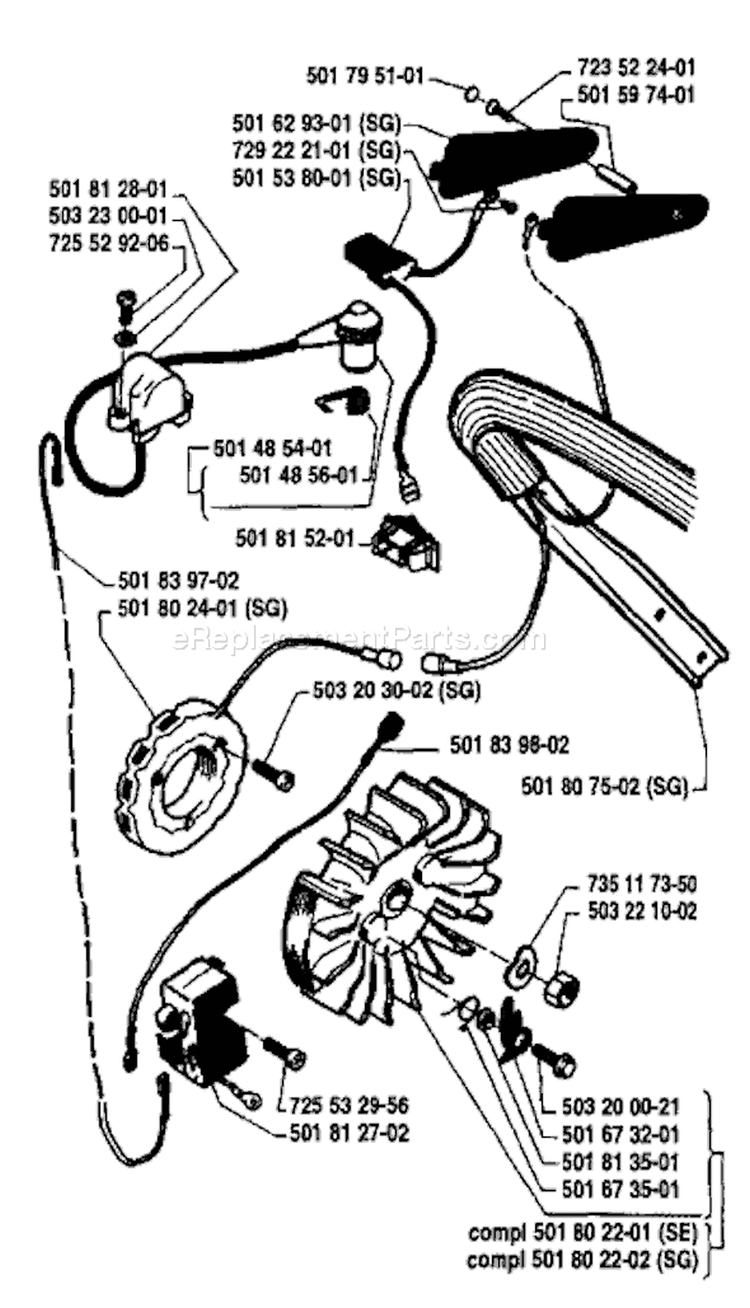 Page F Diagram and Parts List for 181 1984-02 Husqvarna Chainsaw