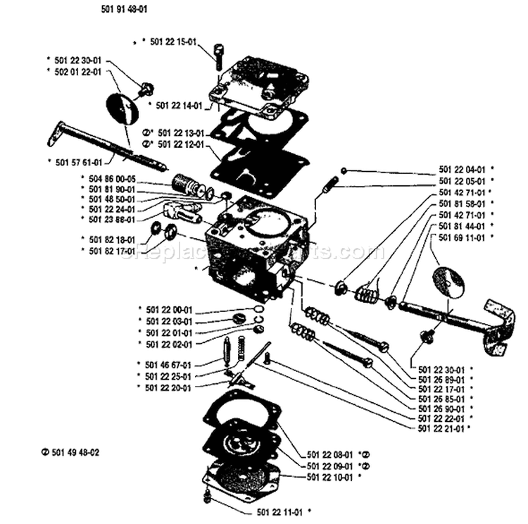Page B Diagram and Parts List for 181 1985-03 Husqvarna Chainsaw