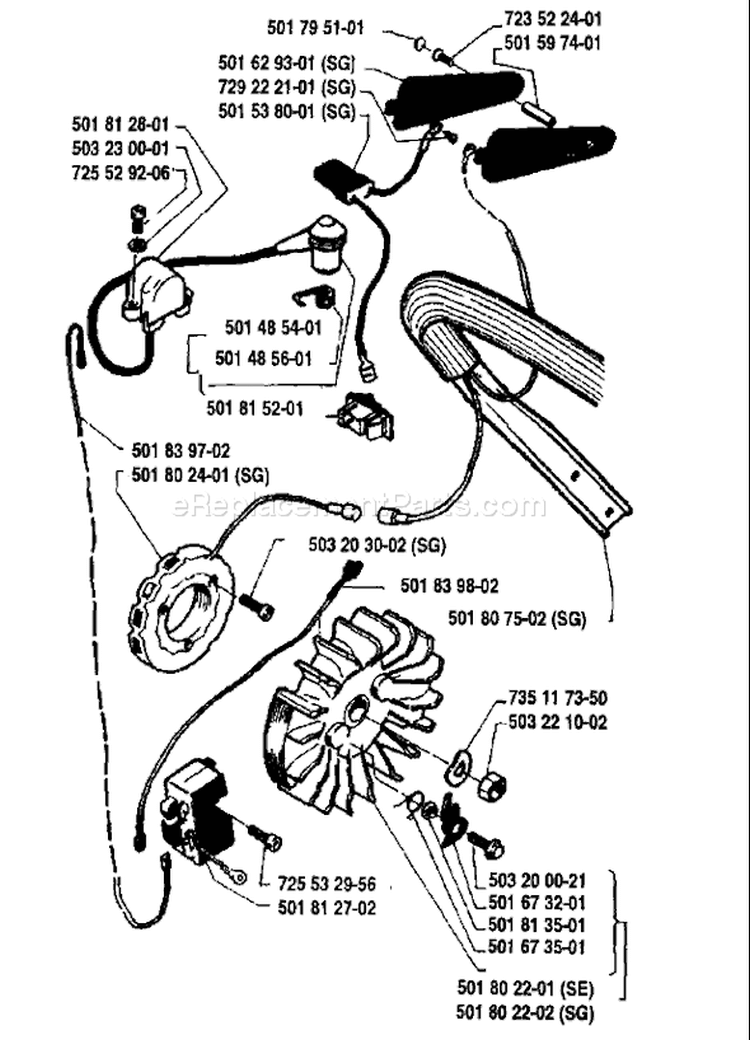 Page G Diagram and Parts List for 181 1985-03 Husqvarna Chainsaw