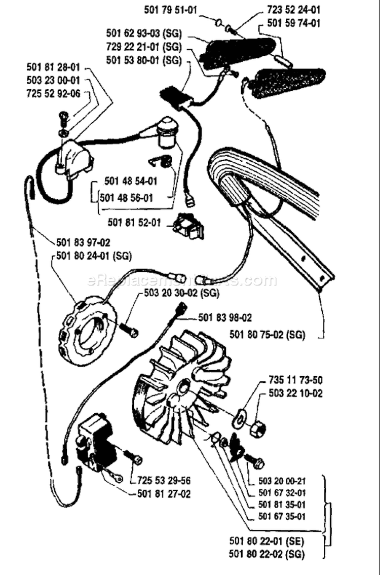 Page F Diagram and Parts List for 181 1985-06 Husqvarna Chainsaw