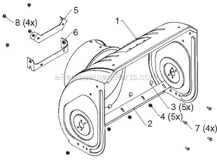 Auger Housing Impeller Diagram and Parts List for 1830EXLT 96193007801 - 2012-07 Husqvarna Snow Blower