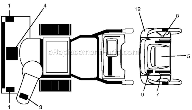 Decals Diagram and Parts List for 1830EXLT 96193007801 - 2012-07 Husqvarna Snow Blower
