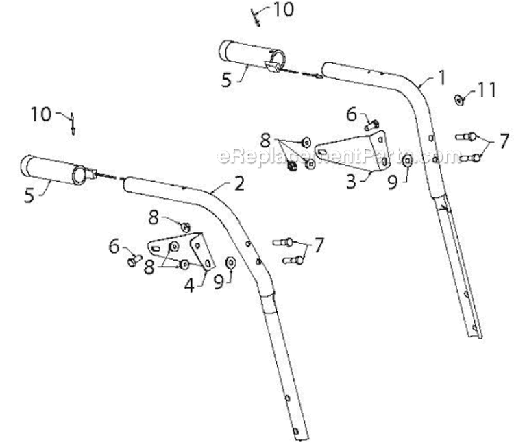 Handle Diagram and Parts List for 1830EXLT 96193007801 - 2012-07 Husqvarna Snow Blower
