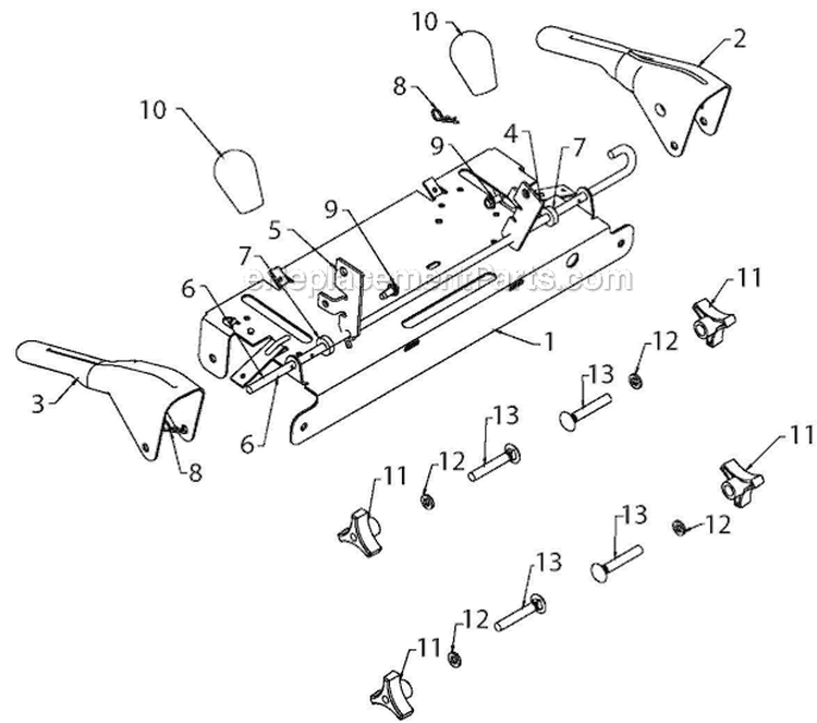 Handle Diagram and Parts List for 1830EXLT 96193007802 - 2012-06 Husqvarna Snow Blower