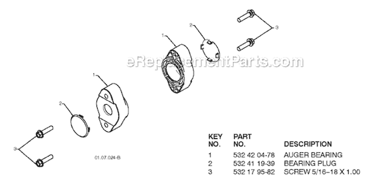 Auger Housing And Impeller Diagram and Parts List for 1830HV 96193005400 -2010-05 Husqvarna Snow Blower