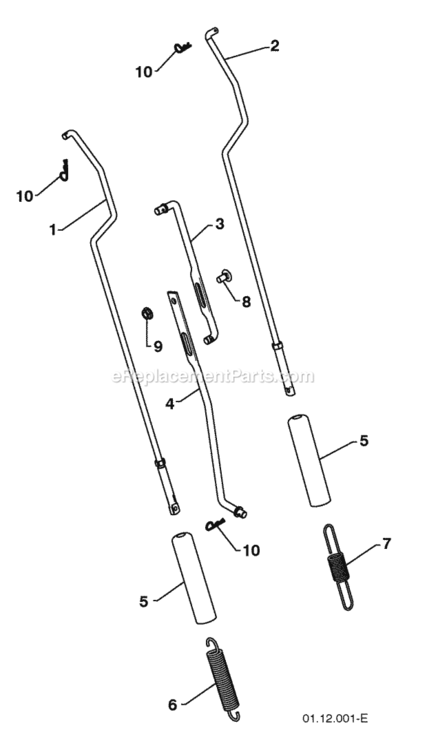 Handle Diagram and Parts List for 1830SB 2010-04 Husqvarna Snow Blower