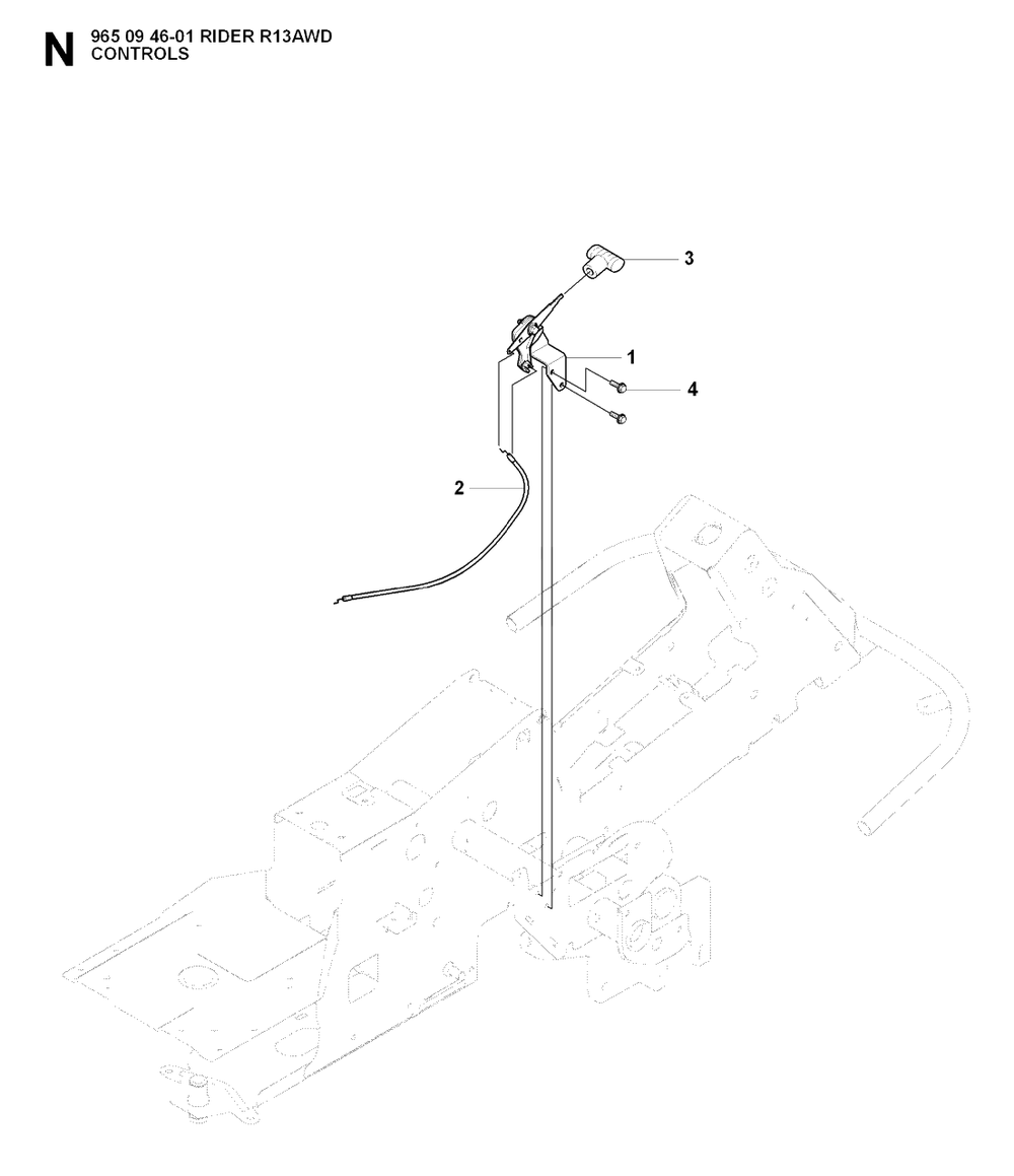 Controls Diagram and Parts List for R13AWD (965094601)(2007-01) Husqvarna Lawn Tractor