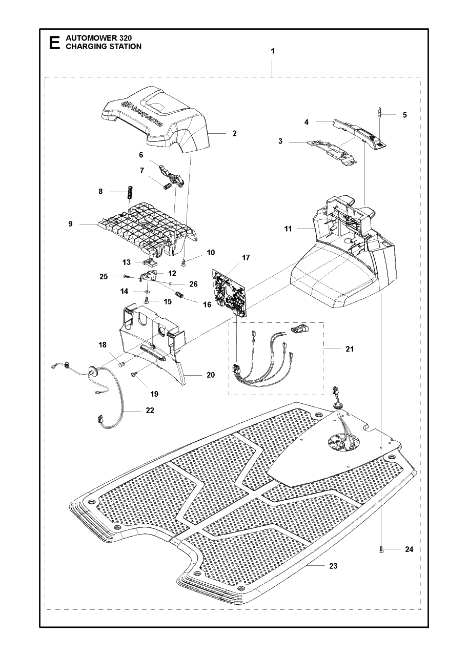Charging Station Diagram and Parts List for 320 2015-01 Husqvarna Lawn Mower