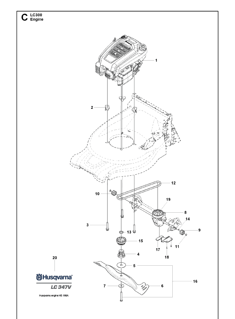 Engine Diagram and Parts List for LC347V  Husqvarna Lawn Mower
