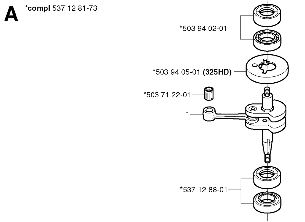Crankshaft Diagram and Parts List for 325HD60X 20022200001 - 20062300000 Husqvarna Hedge Trimmer