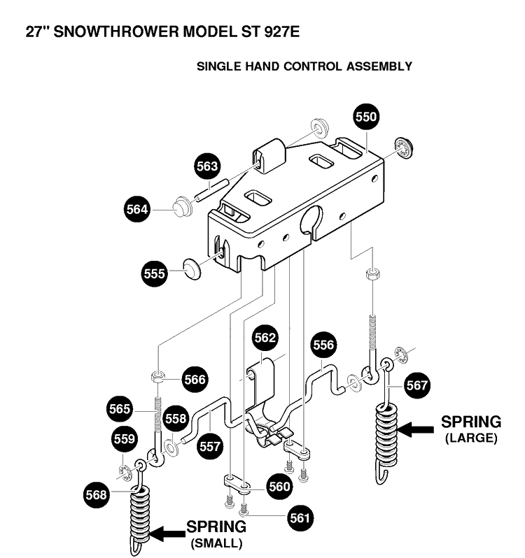 Controls 2 Diagram and Parts List for ST927E 1997-01 Husqvarna Snow Blower