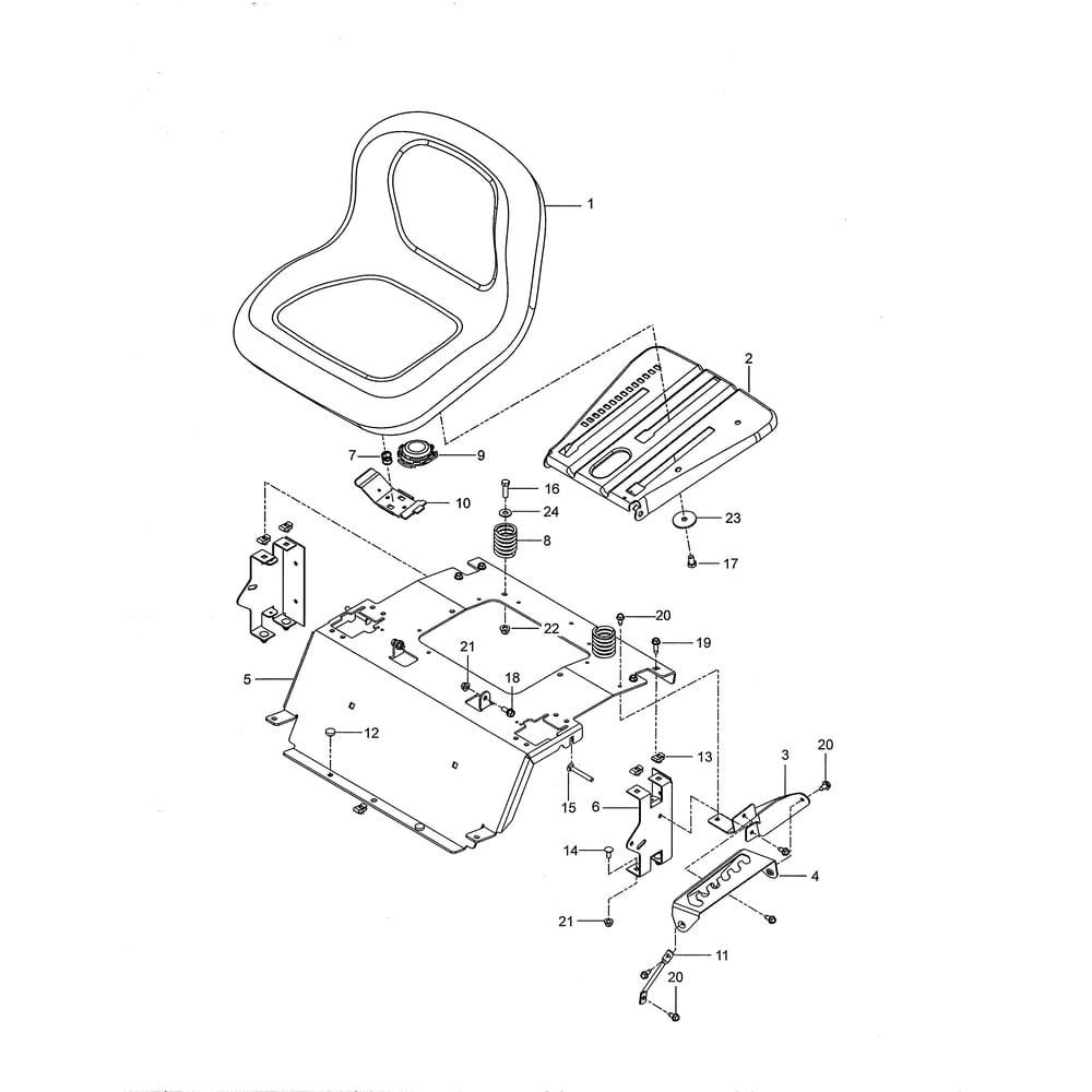 Seat Diagram and Parts List for 967324101-00  Husqvarna Lawn Tractor