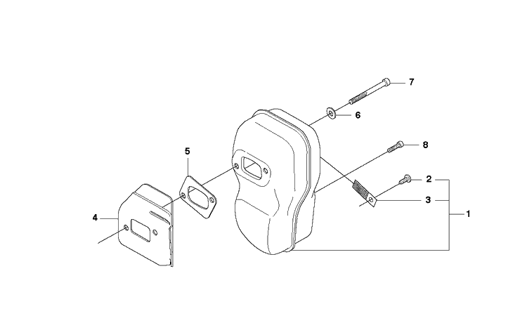 Muffler Diagram and Parts List for 345RX 20103600001-20144899999 Husqvarna Brush Cutter