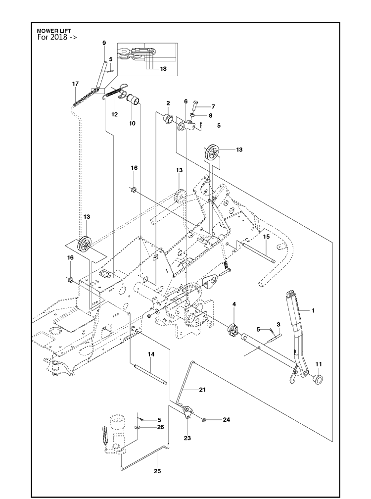 Mower Lift / Deck Lift 2 Diagram and Parts List for R316T  Husqvarna Lawn Mower