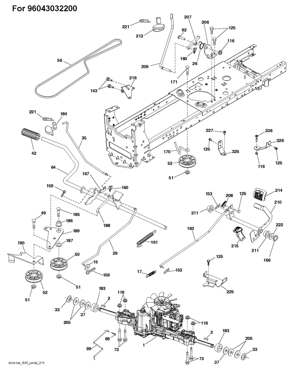 Drive Diagram and Parts List for YTH1842 2018 Husqvarna Lawn Tractor