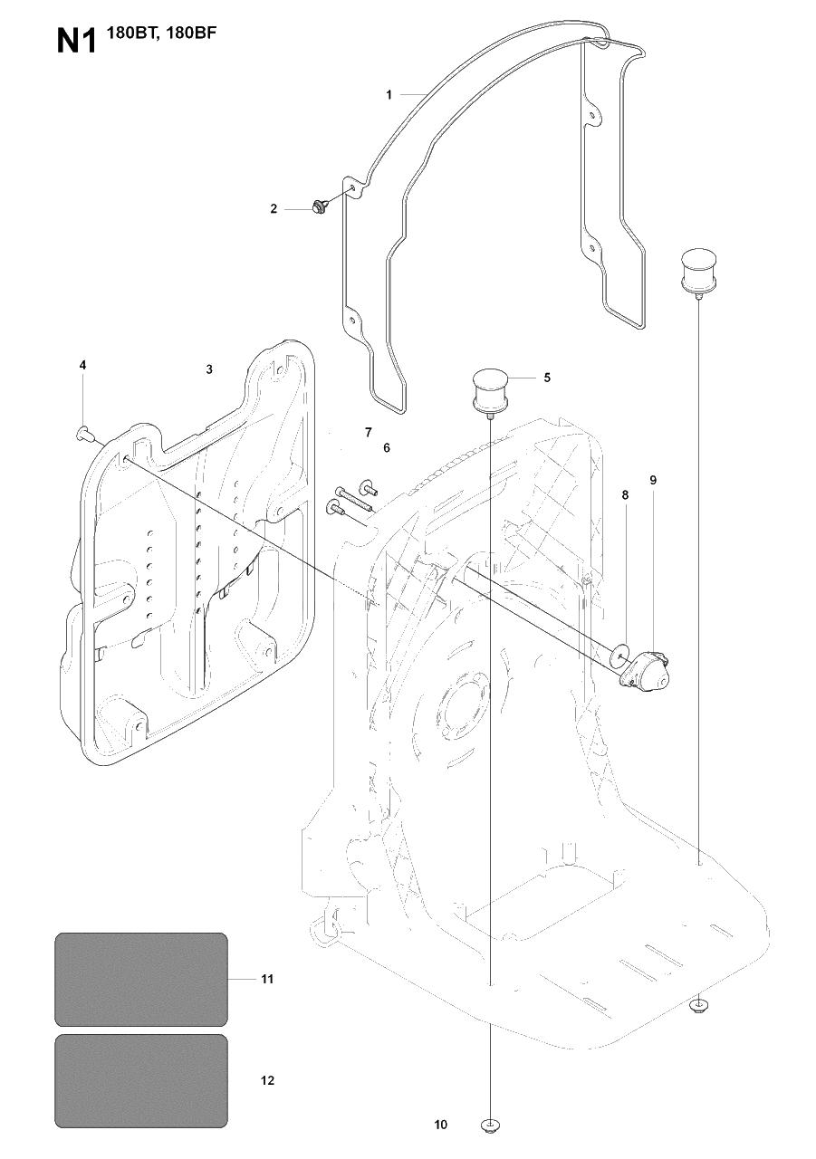 Frame 2 Diagram and Parts List for 180BT 20084000001 & Above Husqvarna Leaf Blower / Vacuum