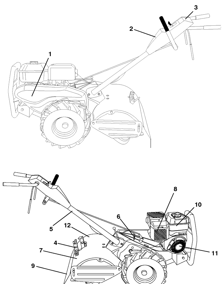 Decals Diagram and Parts List for 900DRT (96093001100)(2009-10) Husqvarna Tiller