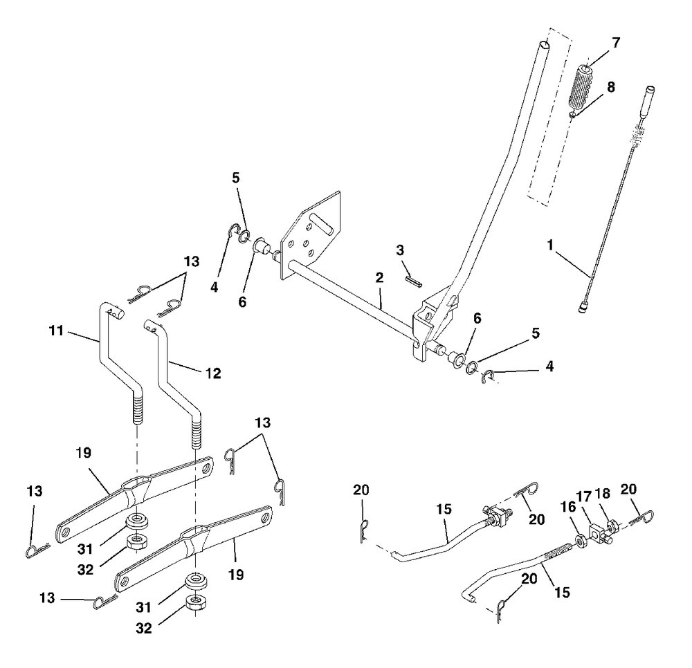 Mower Lift Diagram and Parts List for LT1538 (954569776-C)(2002-12) Husqvarna Lawn Tractor