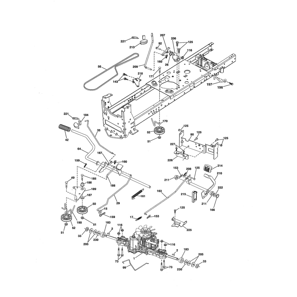 Drive Diagram and Parts List for YTH2348-917240440  Husqvarna Lawn Tractor