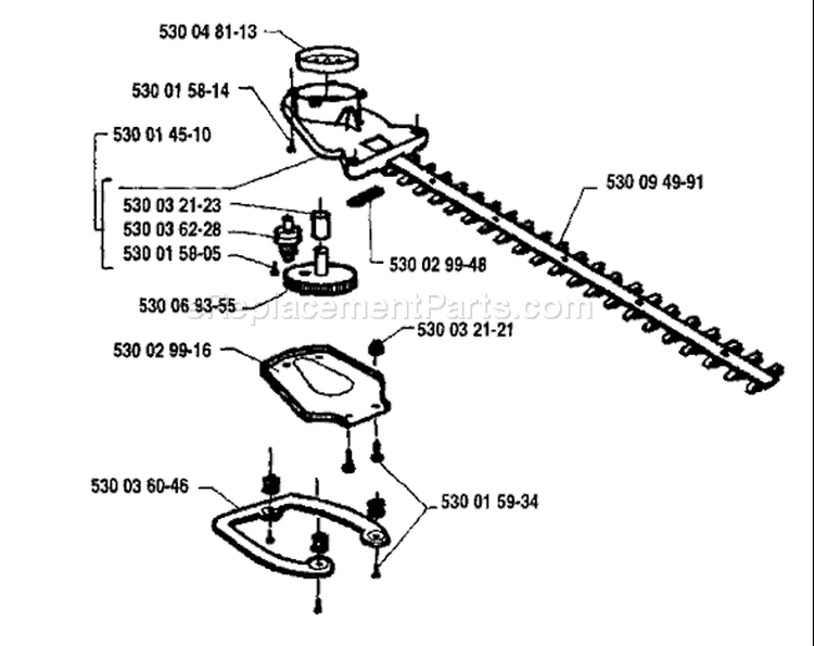 Page K Diagram and Parts List for 18H 18 H 1992-03 Husqvarna Hedge Trimmer