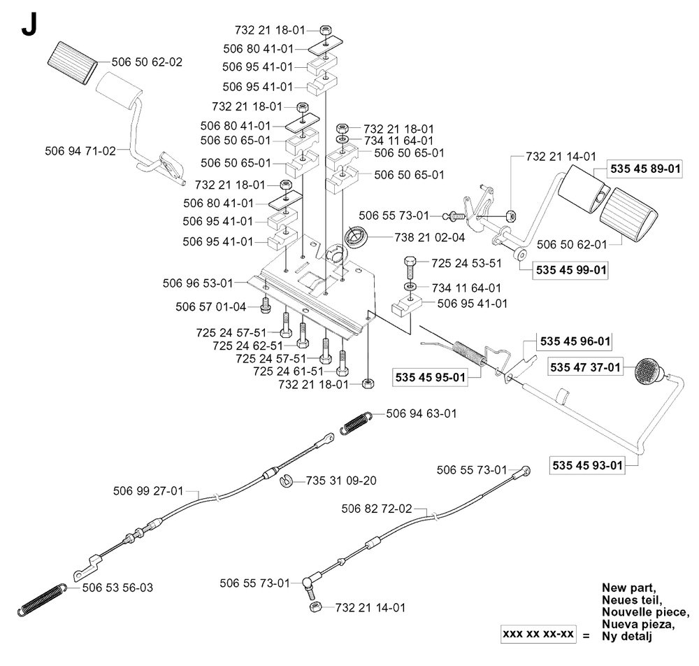 Pedals Diagram and Parts List for R15-V2 (953533701)(2004-02) Husqvarna Lawn Tractor