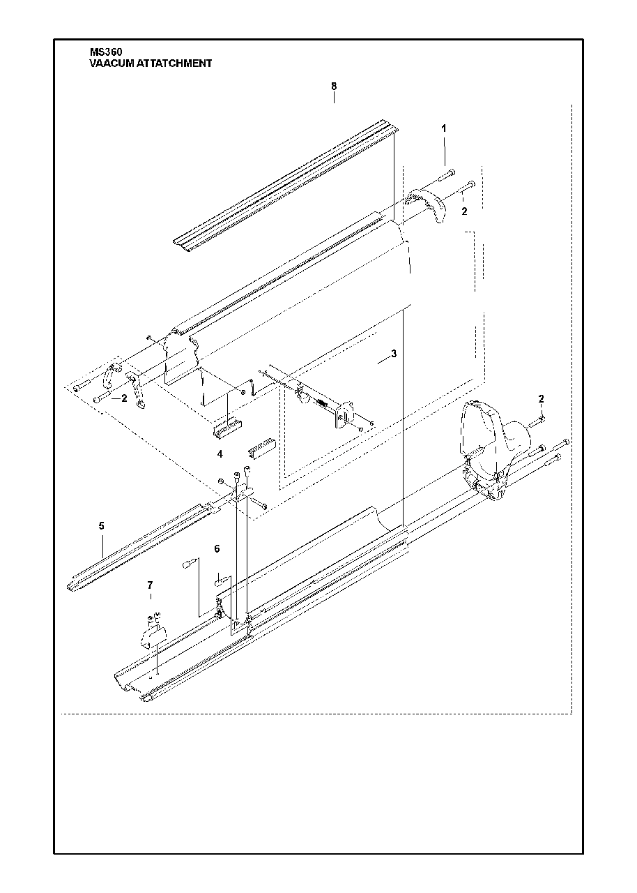 Vacuum Attachment Diagram and Parts List for MS360 2015-06 Husqvarna Circular Saw