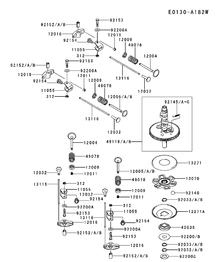 Valve And Camshaft Diagram and Parts List for FS481V-AS55 2017-09 Husqvarna Engine