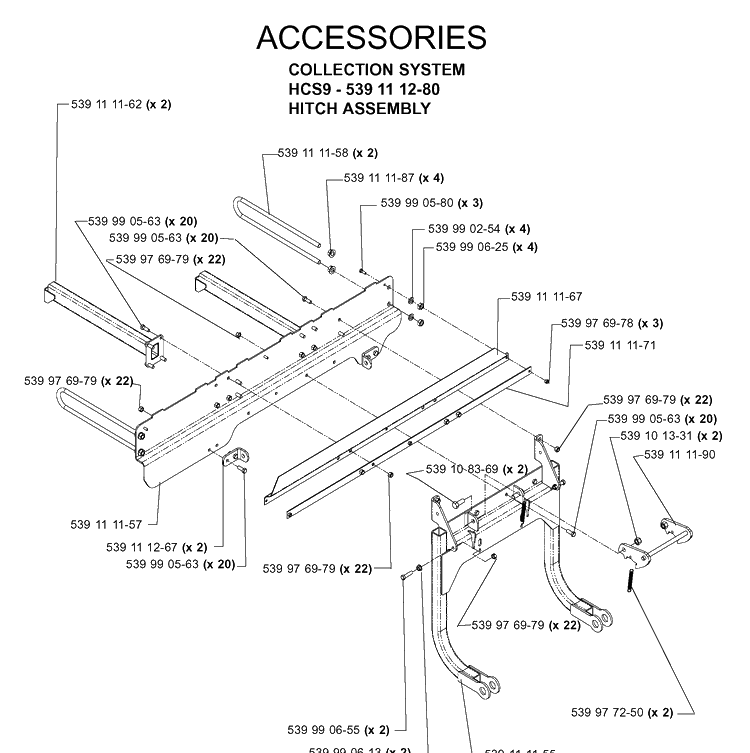 Accessories Diagram and Parts List for IZ5225 (968999307)(2005-12) Husqvarna Lawn Mower