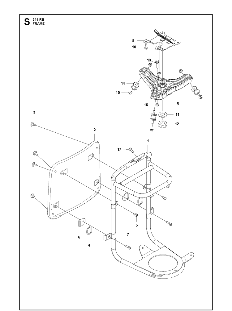 Frame Diagram and Parts List for 541RB  Husqvarna Brush Cutter