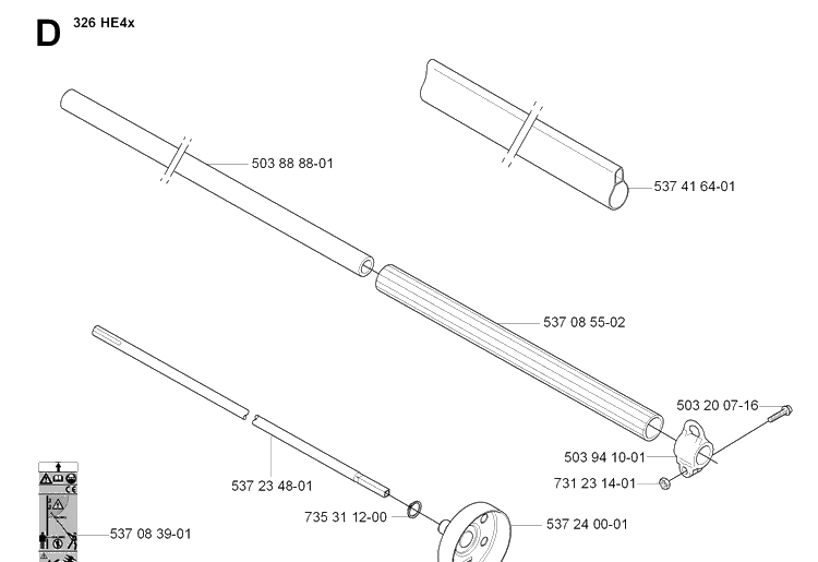 Handle And Controls Diagram and Parts List for 326HE4 (X-SERIES)(20090900001-Current) Husqvarna Hedge Trimmer