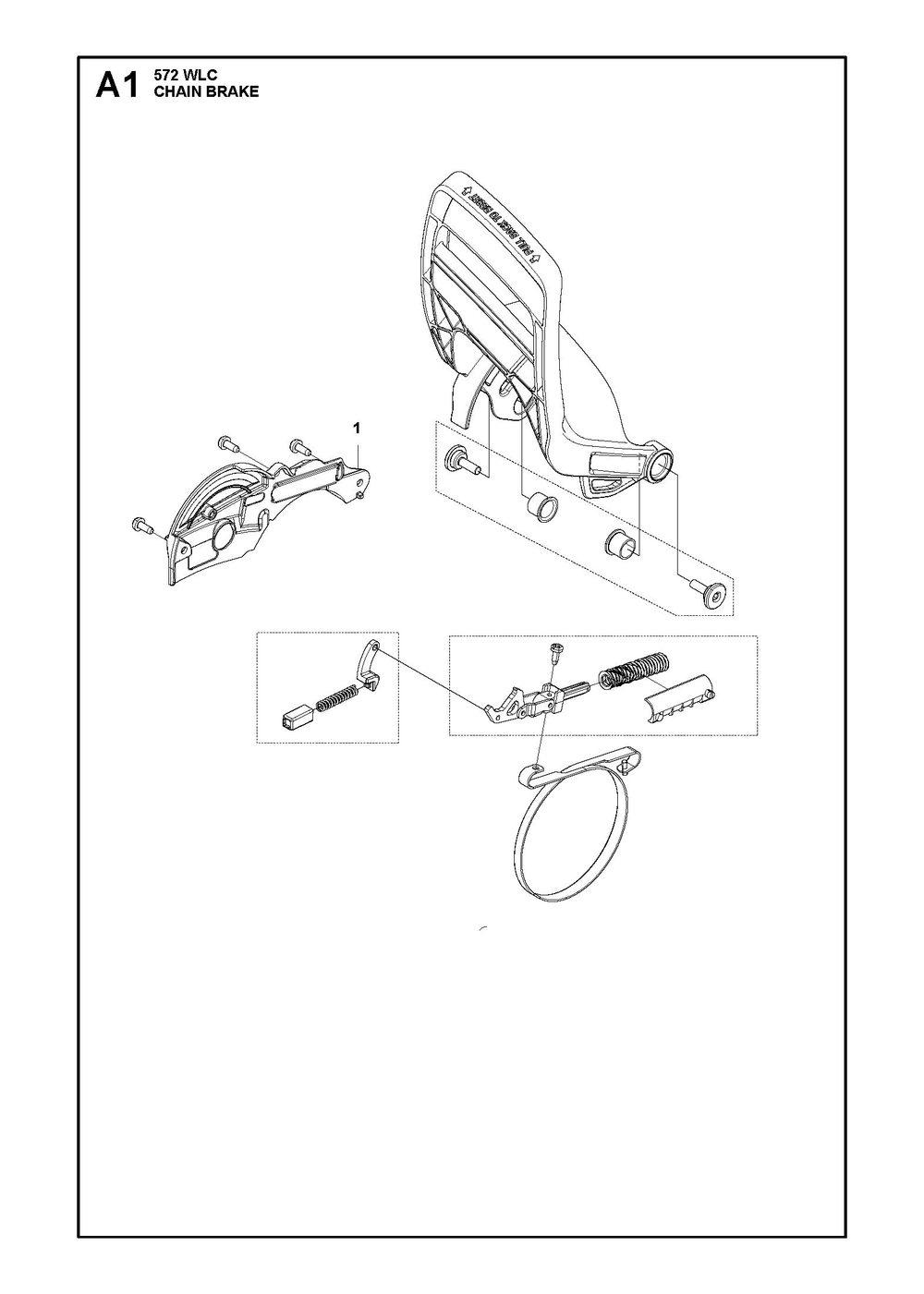 Chain Brake Diagram and Parts List for 572WLC  Husqvarna Lawn Tractor Accessories