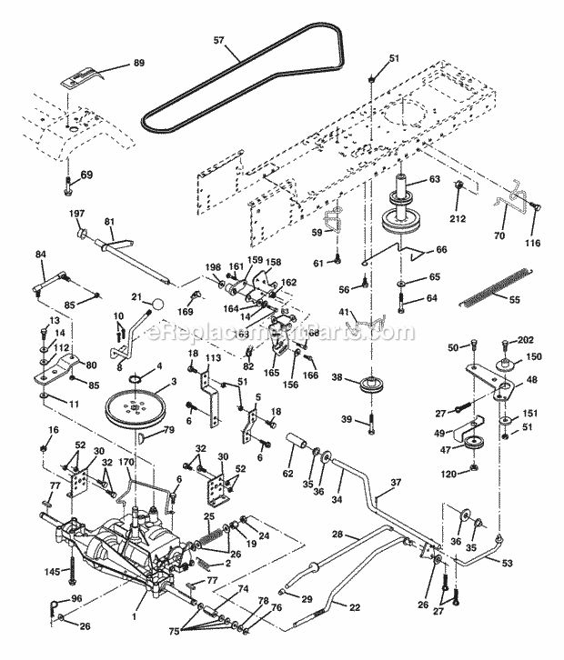 Drive Diagram and Parts List for WET1742STA 2003 Husqvarna Lawn Tractor