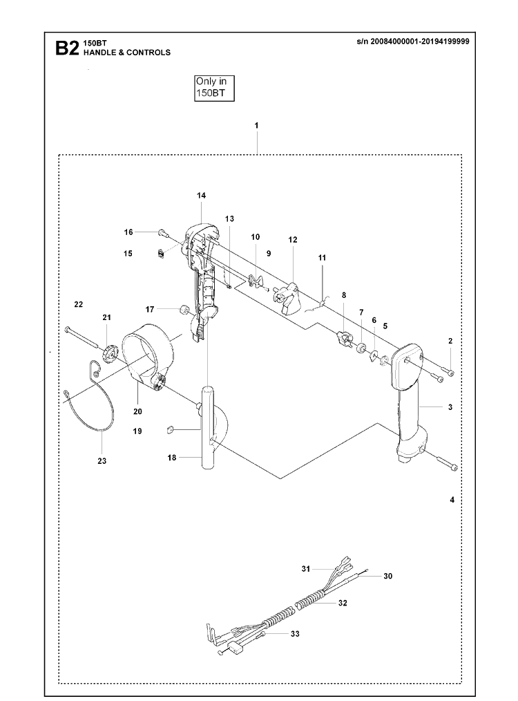 Handle And Controls 3 Diagram and Parts List for 150BT  Husqvarna Leaf Blower / Vacuum
