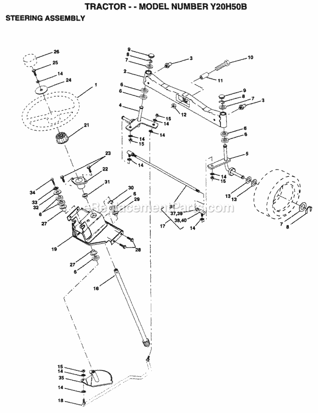Seat Diagram and Parts List for Y20H50B 1995 Husqvarna Lawn Tractor