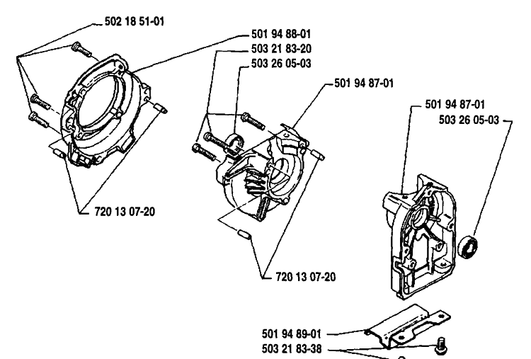 Crankcase Diagram and Parts List for 22RL 1989-09 Husqvarna Trimmer